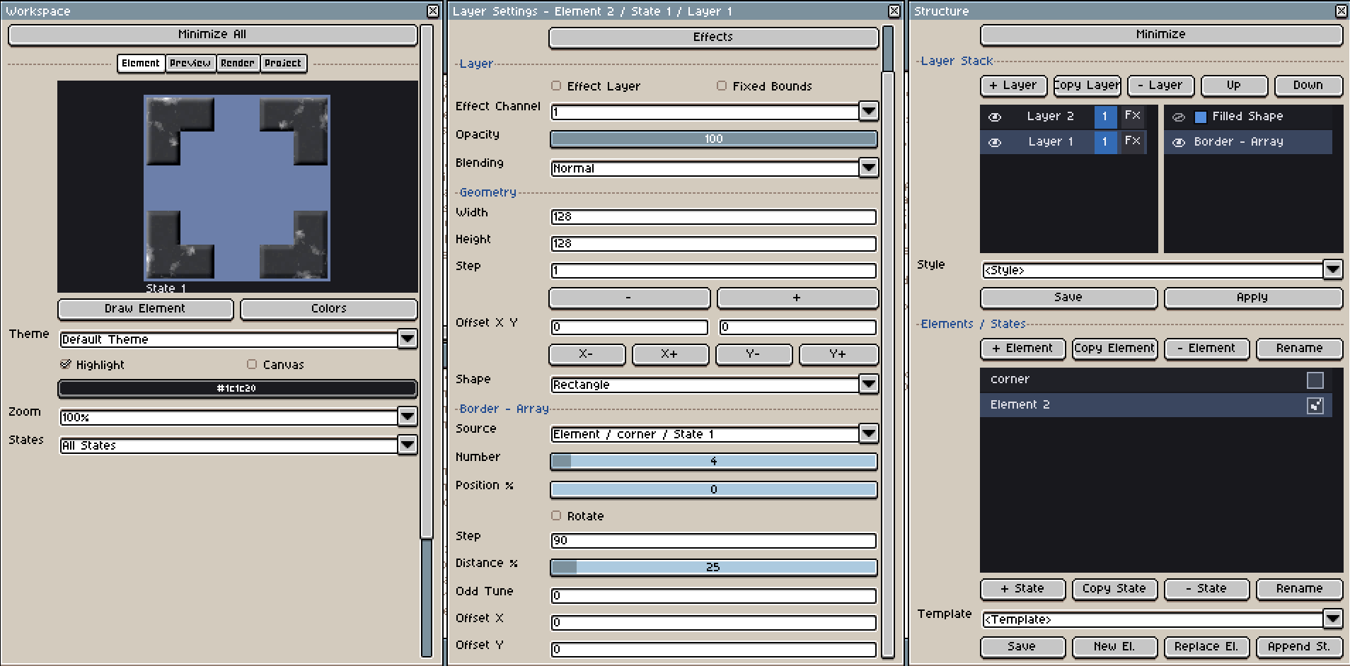 Border Array using one corner element repeated around a panel